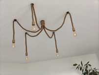 Lampa sufitowa pająk sznurowy jutowy boho GOLDLUX 5 żarówek