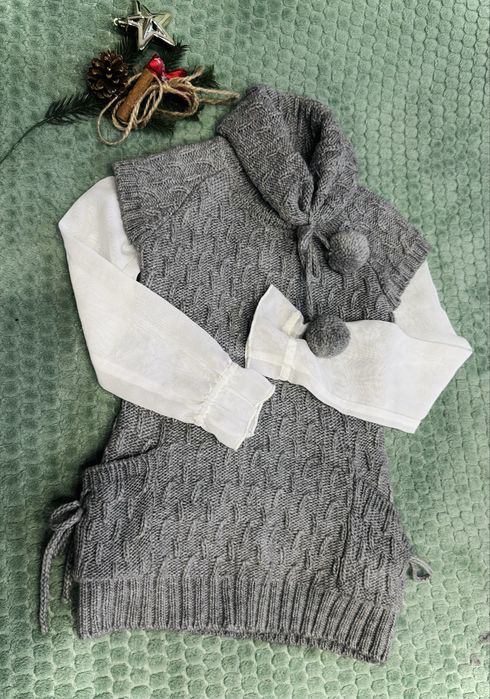 Wełniana ciepła tunika, ocieplacz dla dziewczynki