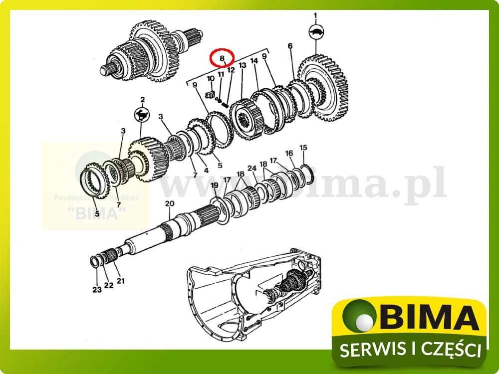 Synchronizator 1-2 żółw zając Massey Ferguson 3080~6190~6265