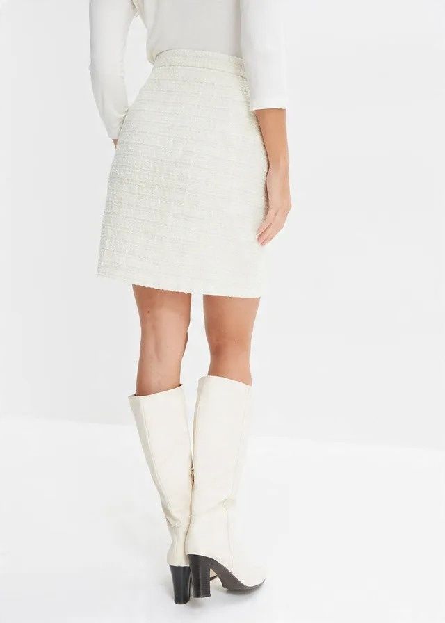 B.P.C spódnica mini beżowa boucle r.48