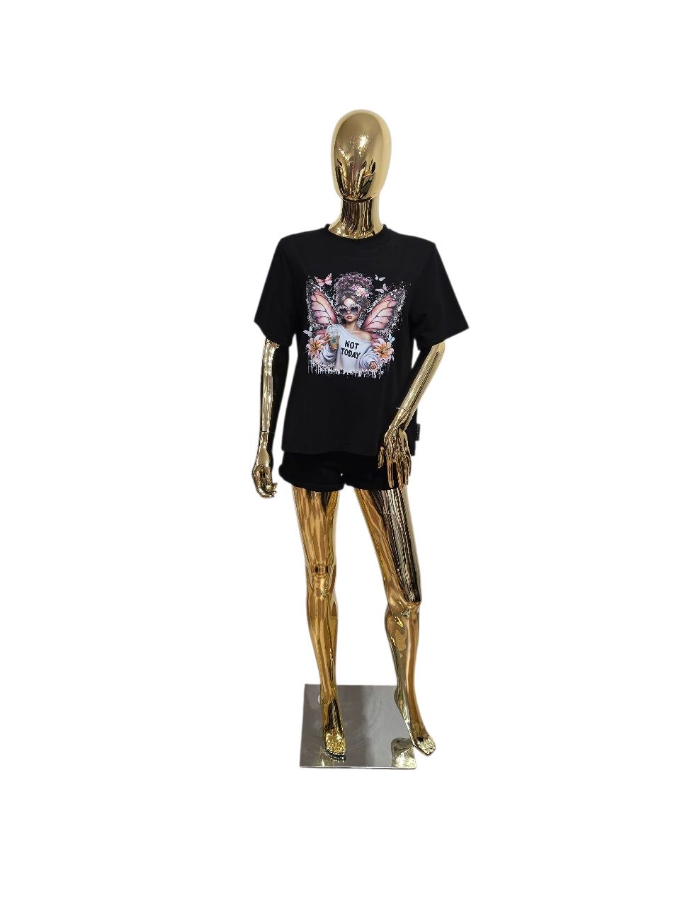 T-shirt damski bawełniany czarny NOT TODAY MMK rozmiar uniwersalny