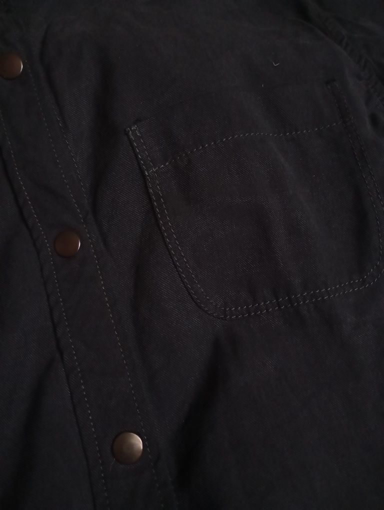 ZARA 13-14lat stylowa prosta czarna sukienka koszulowa lyocell