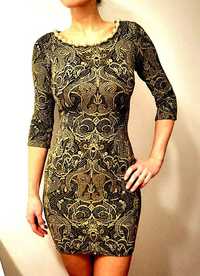 Супер красива сукня чорно-золота по фігурі стрейч трикотаж Туреччина