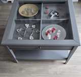 Stolik kawowy 93x93 Ikea szuflada ze szklem