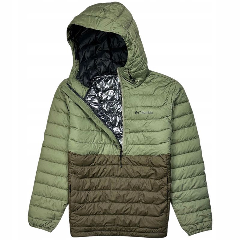 Columbia Powder Lite Ocieplana Kurtka Anorak Męska Logo na Piersi r. M