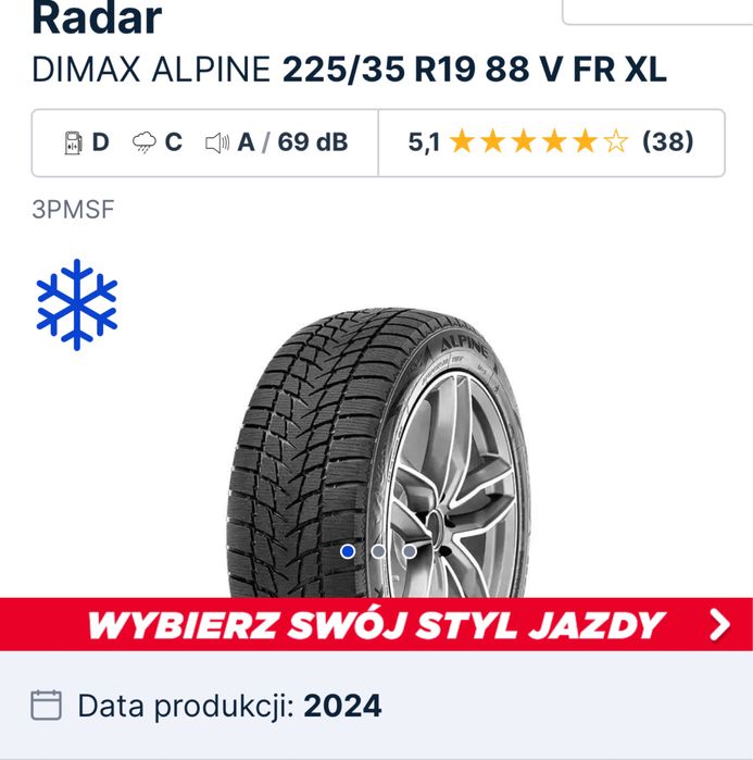 Opony *Nowe* RADAR  225/35/19