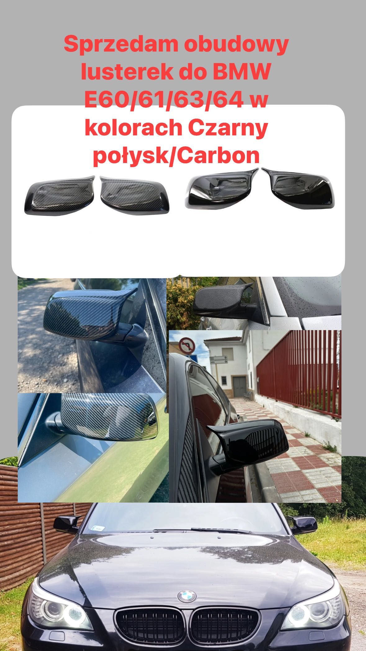 Obudowy Lusterek Lusterka Czarny Carbon BMW Wszystkie Modele M PAK FV