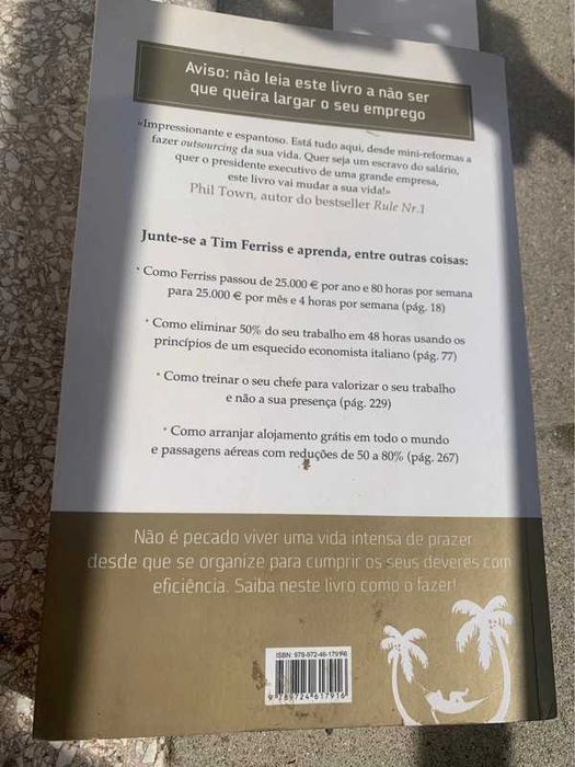 Livro 4 Horas por Semana de Timothy Ferris 1ª Edição + Marcador