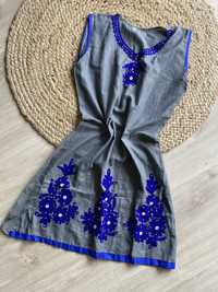 Szara tunika narzutka plażowa sukienka S pareo