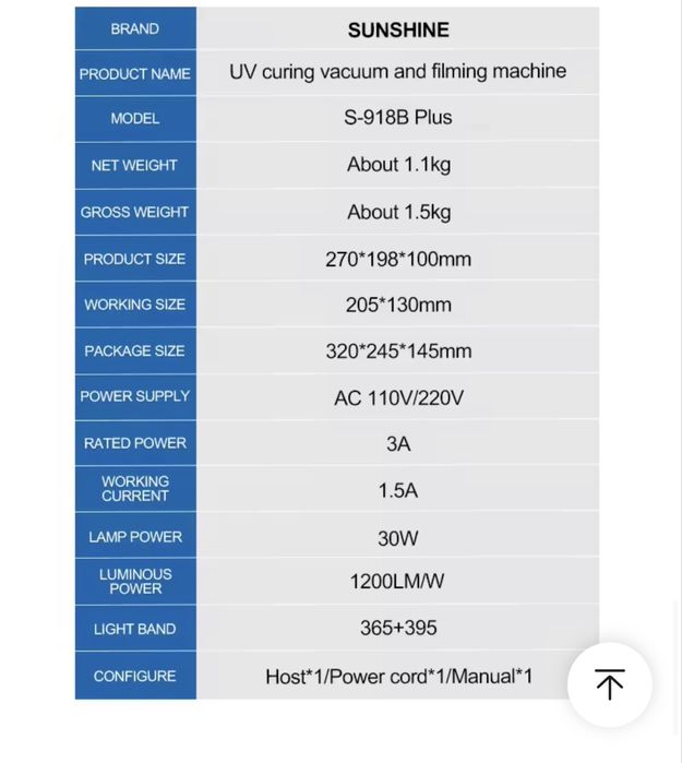 Máquina vácuo e cura UV