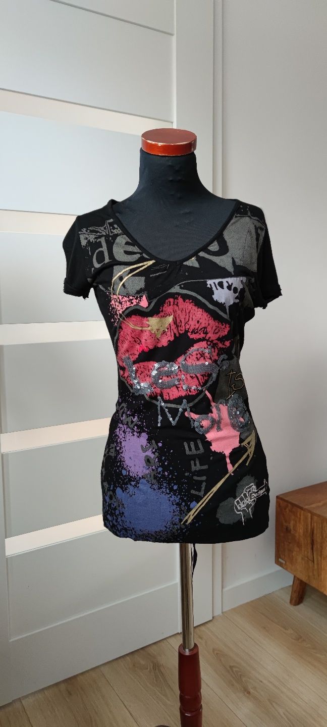 T-shirt bluzka koszulka damska XS/34 Desigual kolekcja Less is more