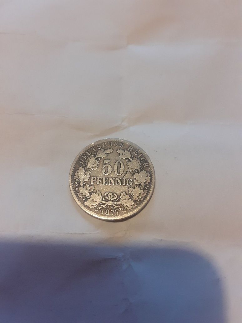 50 pfennig (пфеннігов) Німеччина 1877 рік. Срібло.