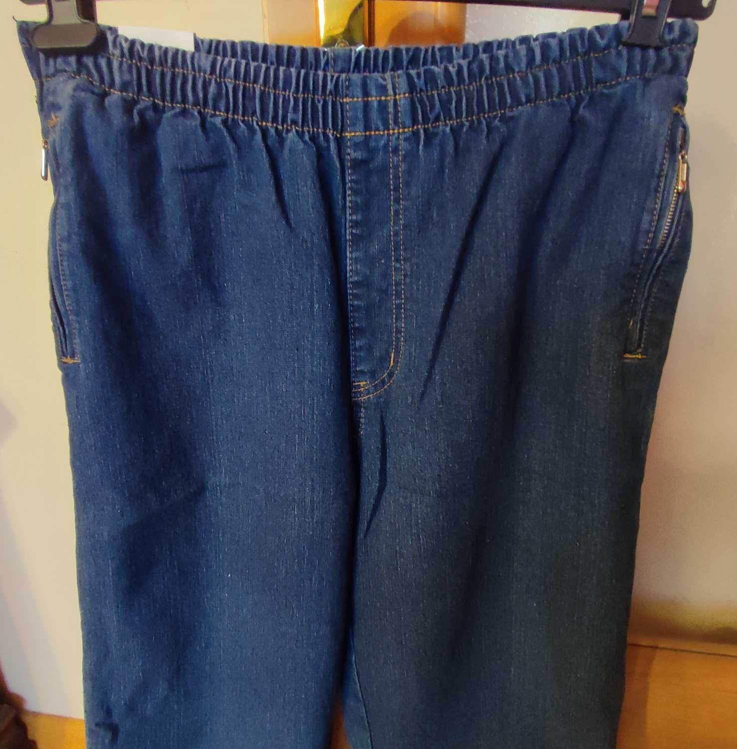 Spodnie damskie jeansowe na gumie rozm. L 40 granatowe nowe