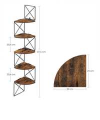 Nowa półka narożna rustykalna / 5 półek  / półki vintage