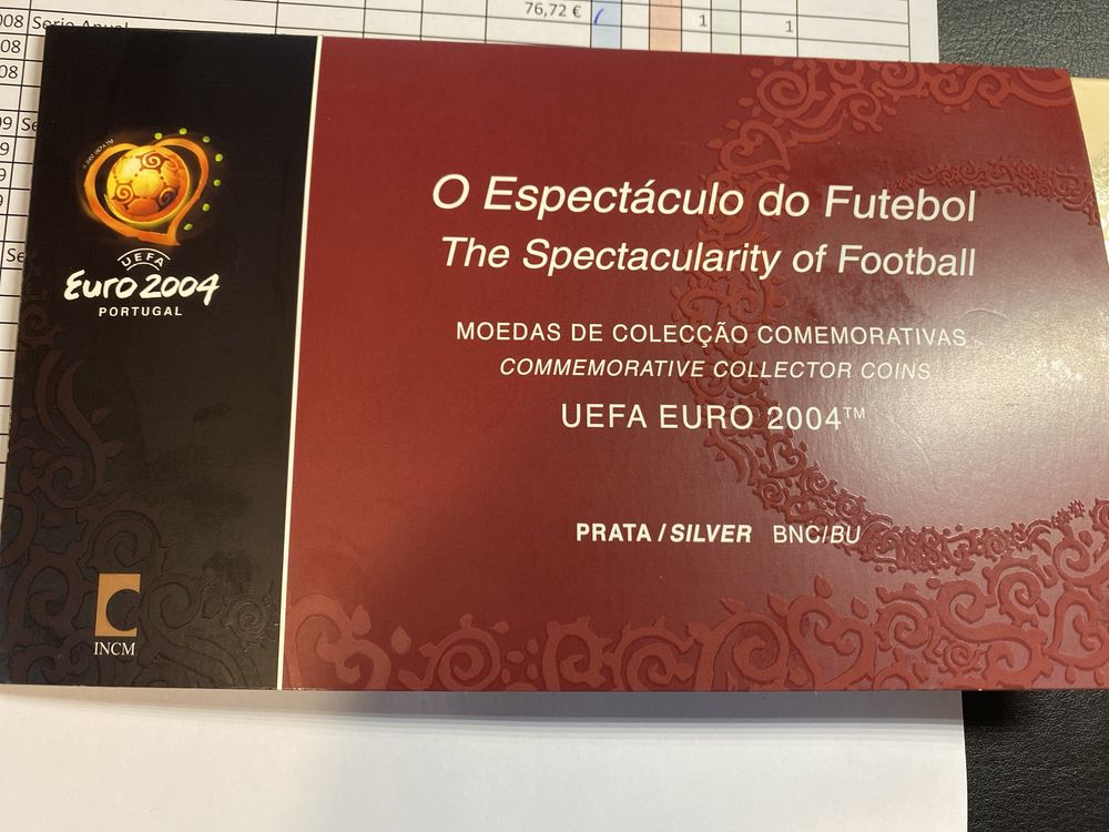 Conjunto de 3 moedas do euro 2004 em BNC