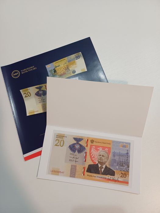 Niski numer 20 złotych Lech Kaczyński banknot kolekcjonerski