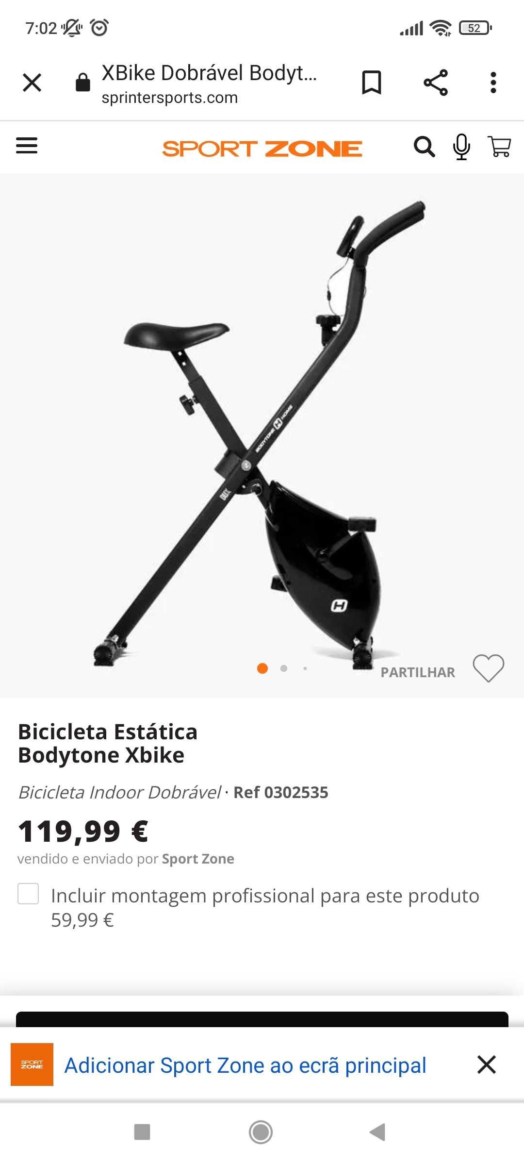 Bicicleta estática dobrável