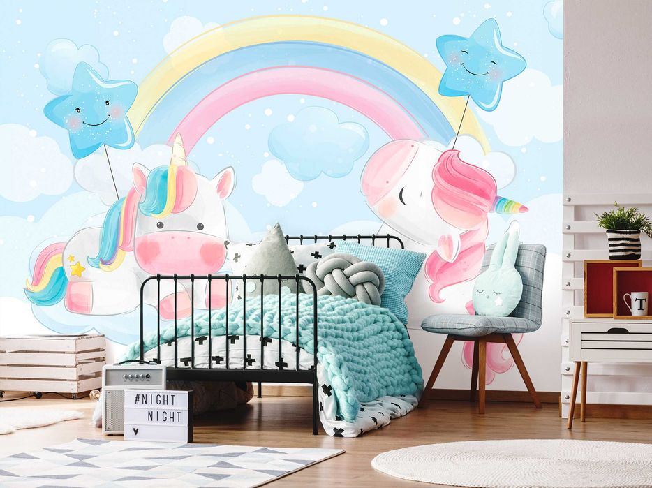 Fototapeta Tęcza Jednorożce Dla Dzieci Dziecka 3D Twój Rozmiar + KLEJ