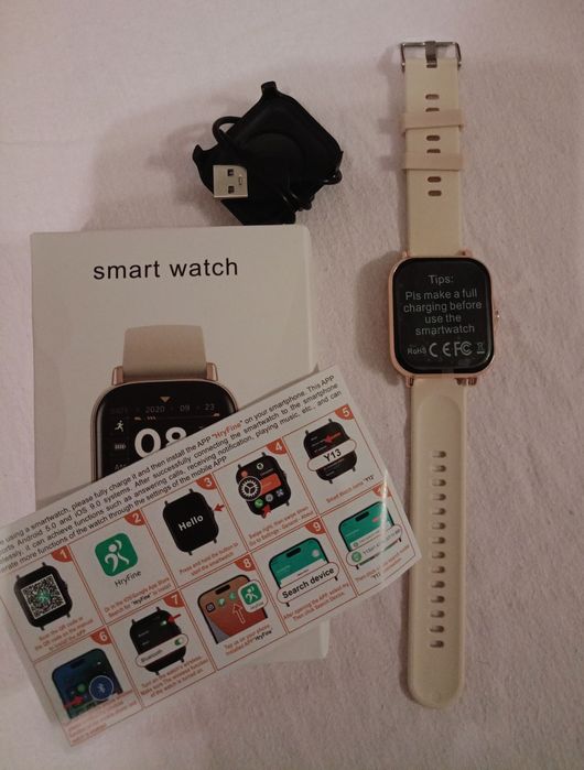 Smartwatch zegarek beż kremowy nowy