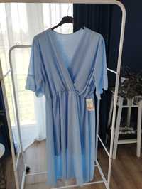 Błękitna sukienka midi 3XL