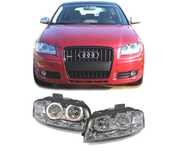 FARÓIS XENON PARA AUDI A3 8P 03-08 ANGEL EYES
