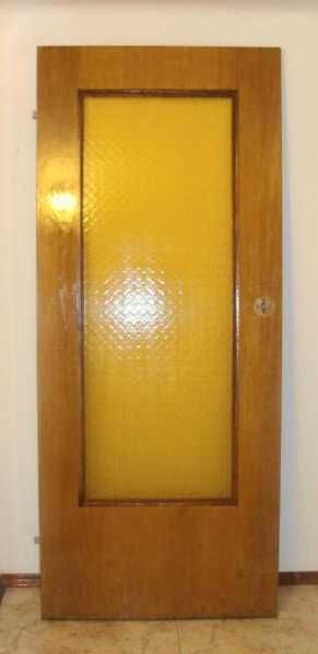 Drzwi pokojowe-4 szt,szer 80cm dąb naturalny,miodowe szyby ornamentowe