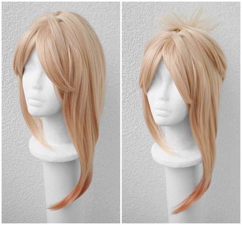 Yoimiya Genshin Impact cosplay wig blond peruka brzoskwiniowa