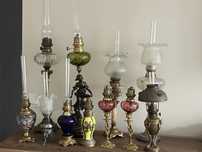 Lampy naftowe kryształ Baccarat brąz srebro Stylowe