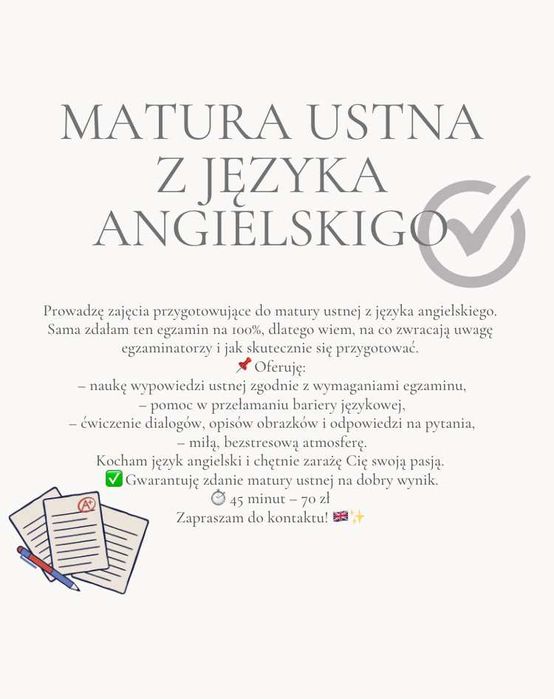 Zajęcia z matury ustnej z języka angielskiego