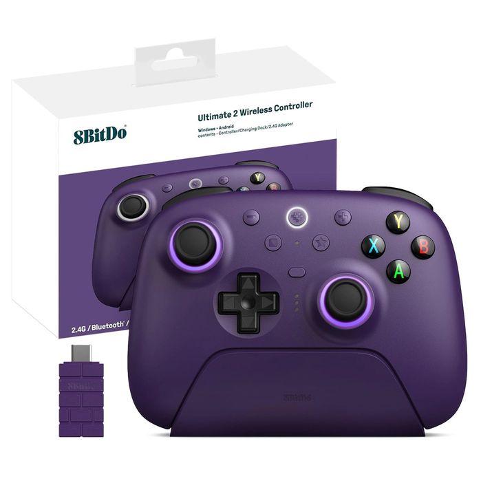 Kontroler 8Bitdo Ultimate 2 2.4G do PC i Android - Fioletowy