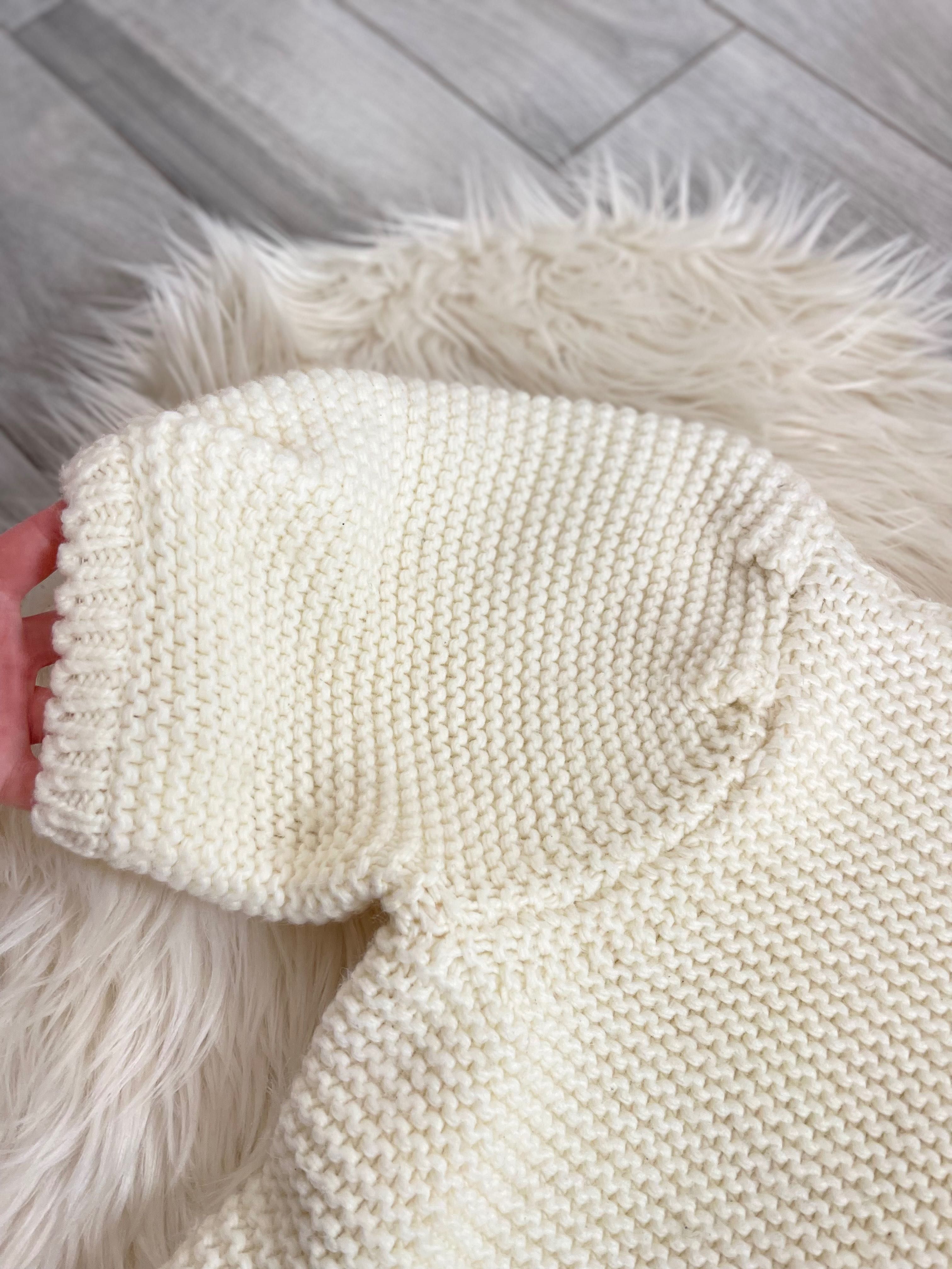 Y.A.S sweter sweterek z bufiastymi rękawami gruby splot wełna L