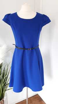 Sukienka damska rozkloszowana niebieska kobaltowa L