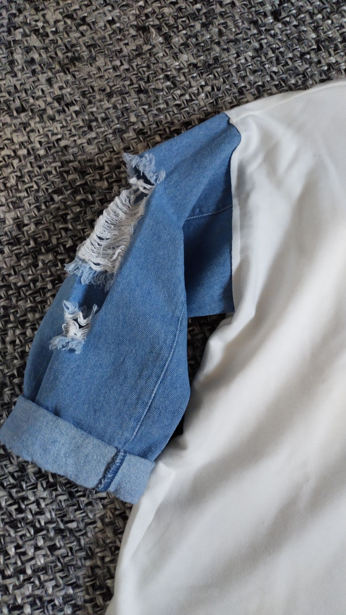 Reserved bluzka top z rękawami jeans 3/4