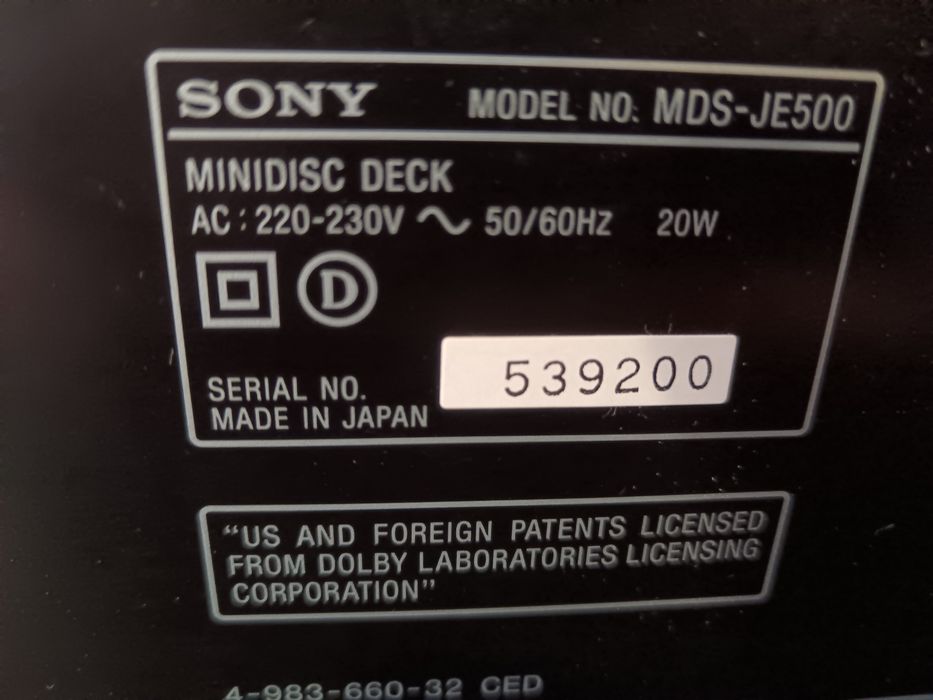Minidisc Sony MDS-JE500