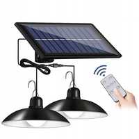 2x Żyrandol Solarny LED Podwójny Lampa Wisząca Solarna + Pilot