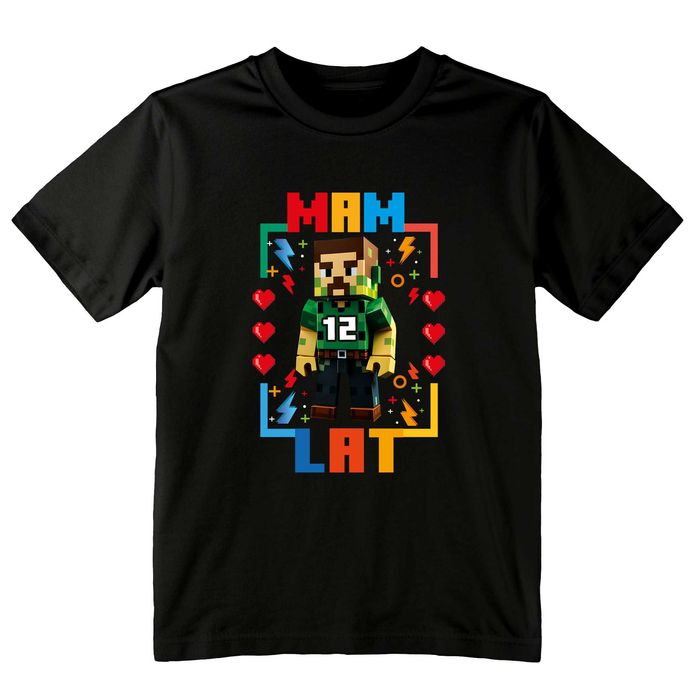 koszulka urodziny 12 lat, koszulka Minecraft, koszulka gra Minecraft