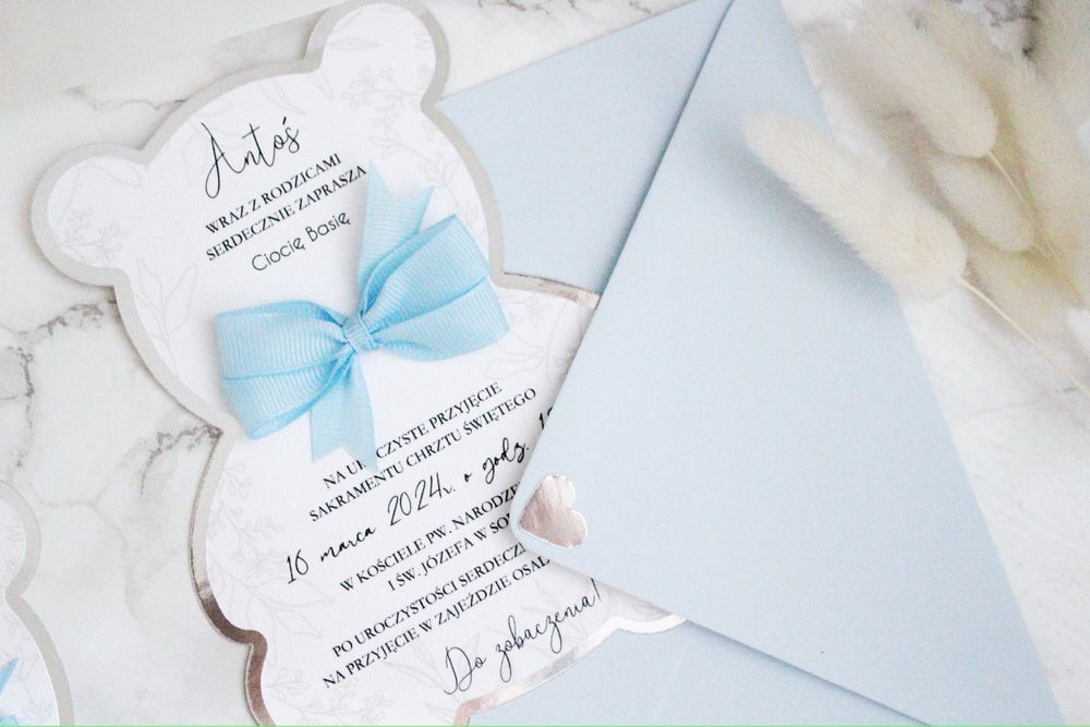 Zaproszenia urodzinowe na urodziny roczek misie