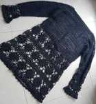 Czarna bluzka sukienka hand made szydełko boho hit
