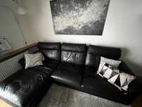 IKEA 3-osobowa Sofa kanapa LIDHULT czarna skórzana z szezlongiem pilne