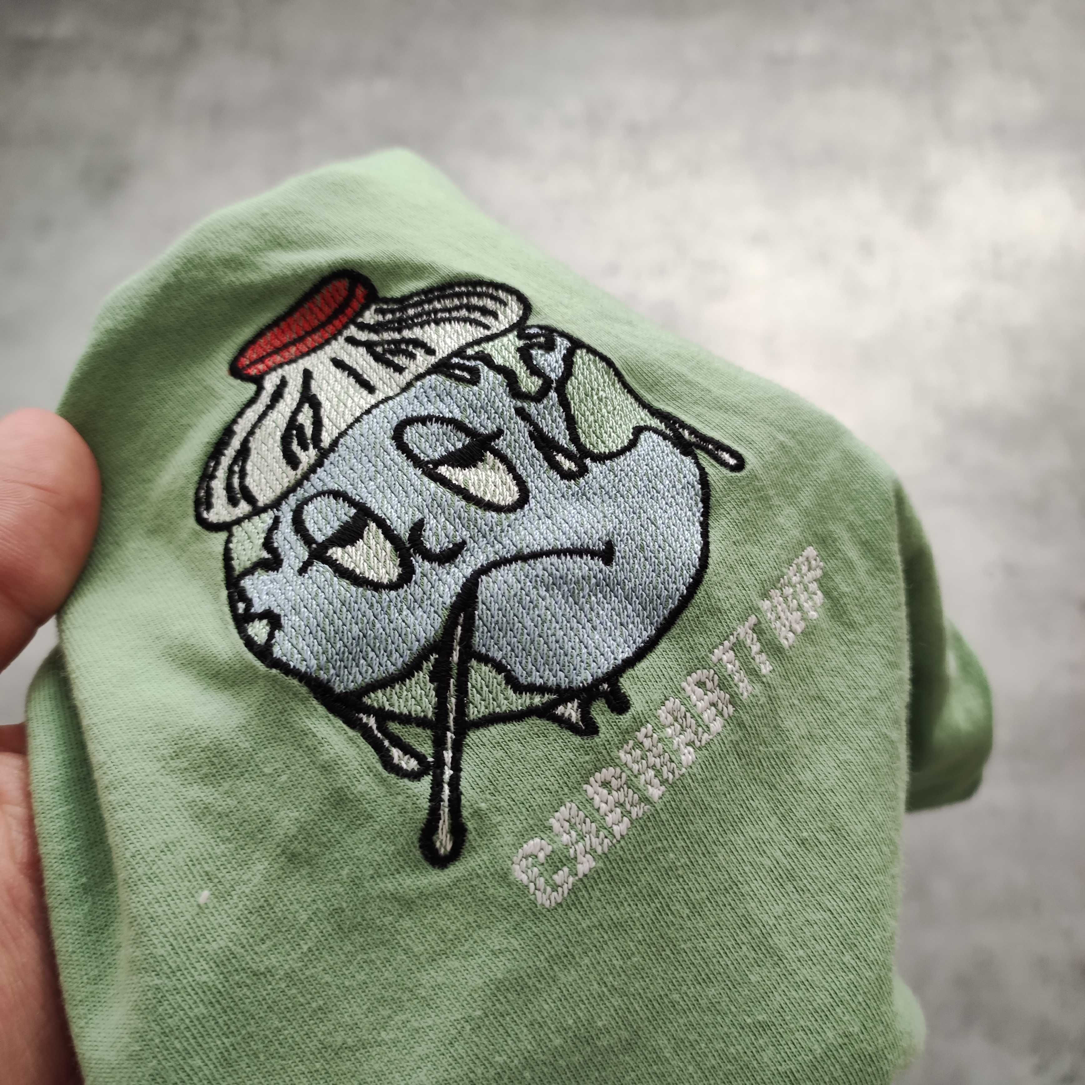 MĘSKA Koszulka Bawełna Zielona Logo Haft Ziemia PREMIUM Carhartt WIP