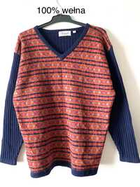 Welniany kolorowy sweter vneck unisex