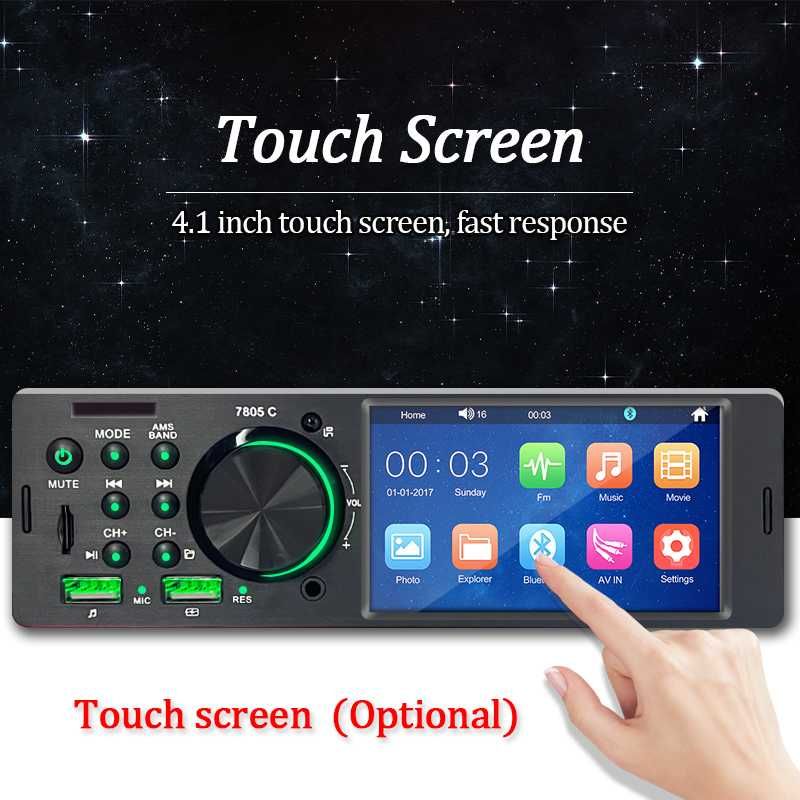 rádio áudio tátil 1 din 4.1 
 bluetooth camara marcha atrás 
 comando