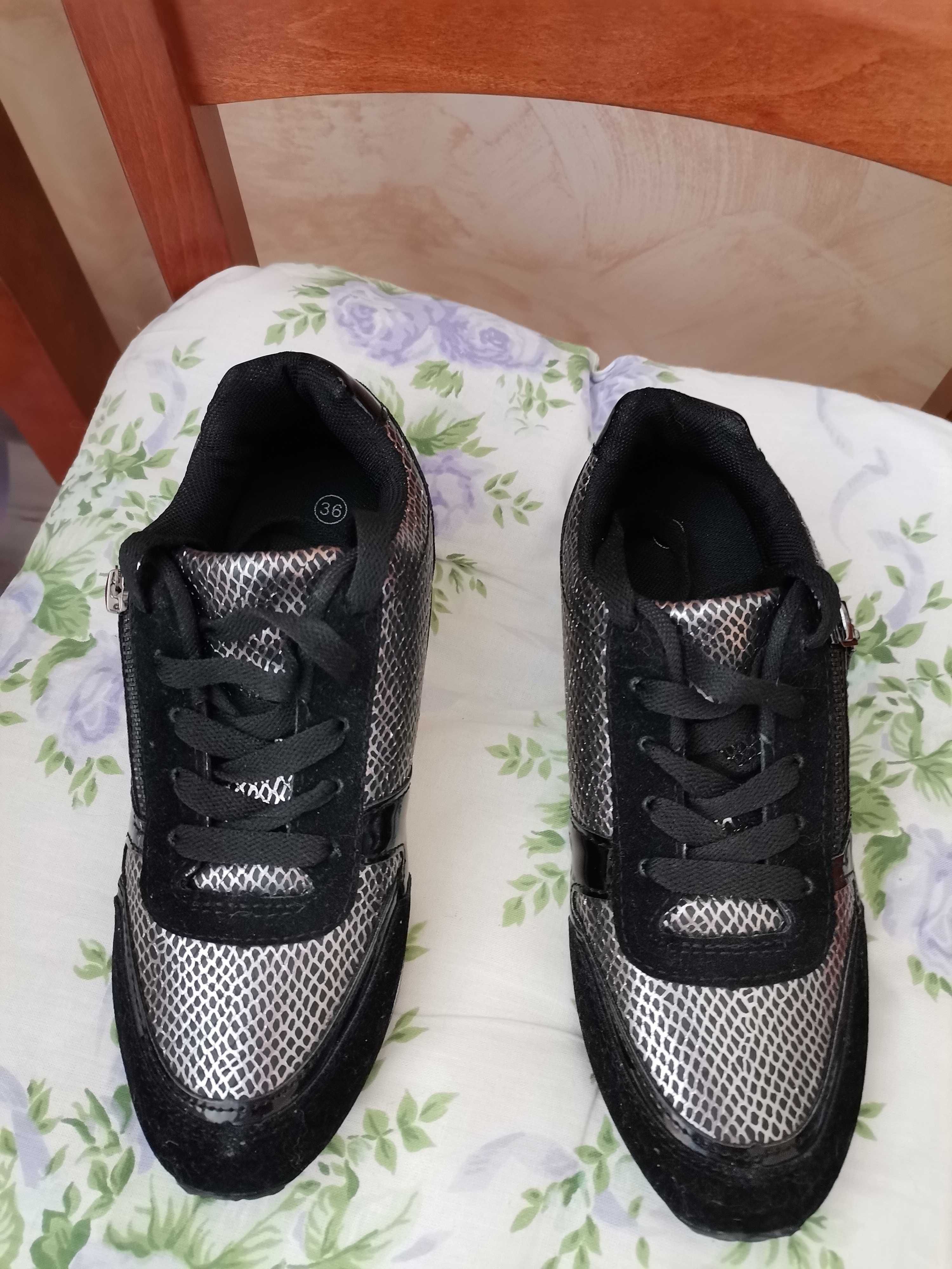 Adidasy damskie, czarno srebrne