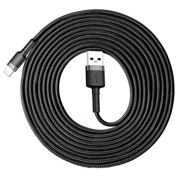 Kabel Baseus Cafule USB-A / Lightning 2A QC 3.0/3 m - czarno-szary