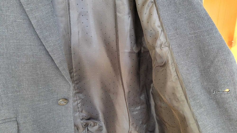 marynarka dla nastolatka H&M granatowa 158 len i bawełna