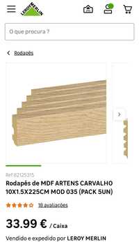 Pack rodapé MDF 5un NOVO