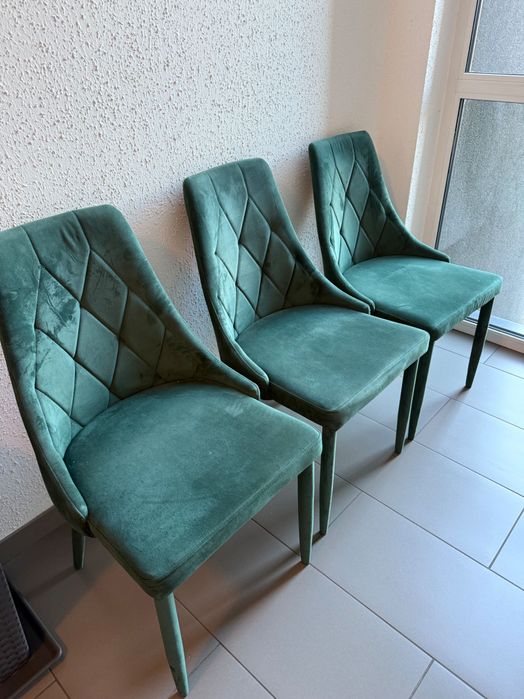 Krzesła welurowe butelkowa zieleń