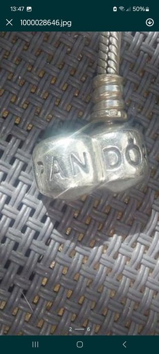 Pulseira em prata Pandora original mais anel em prata e ouro