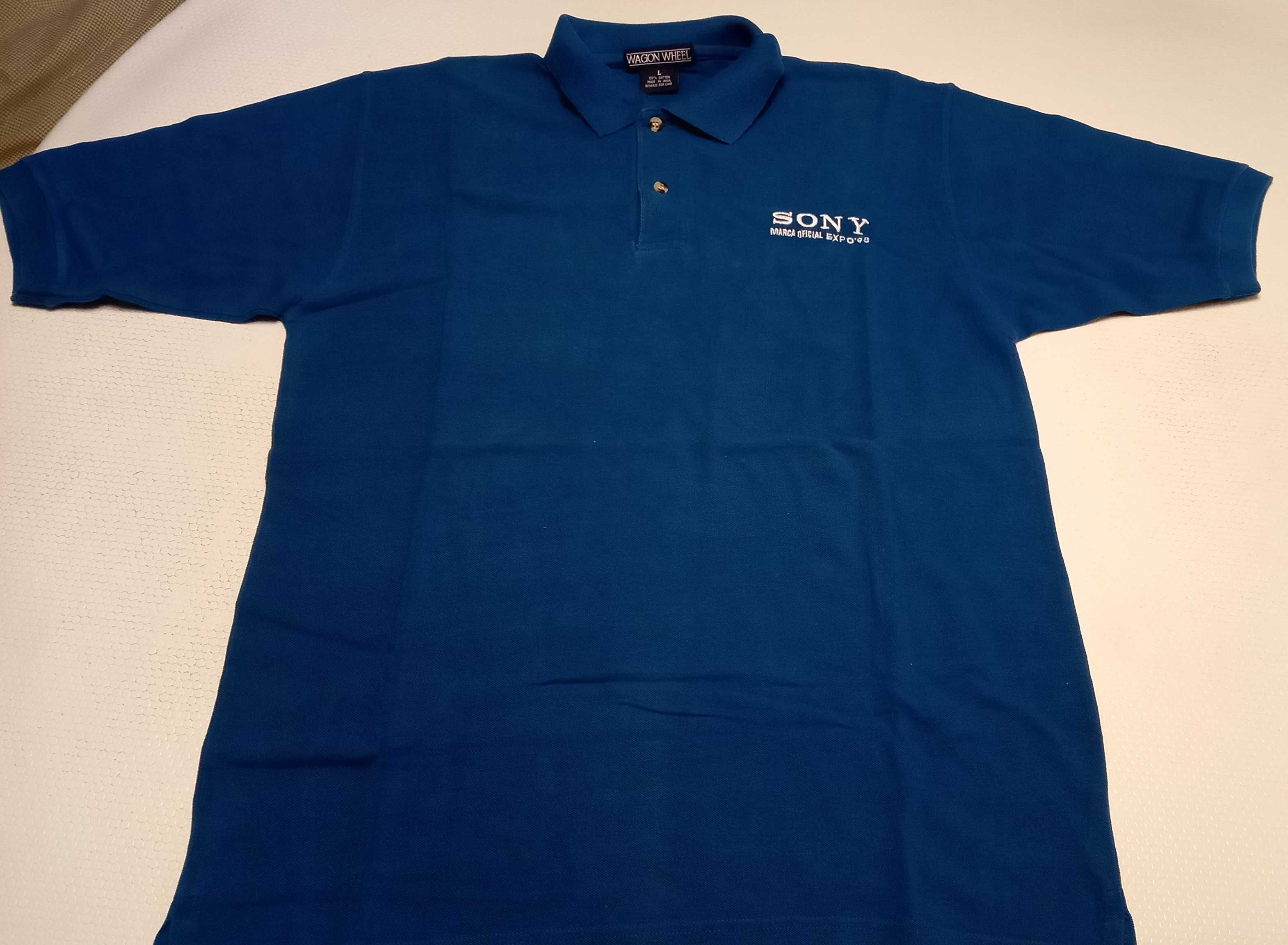 Polo azul "Expo , sony", tam L, por 5€