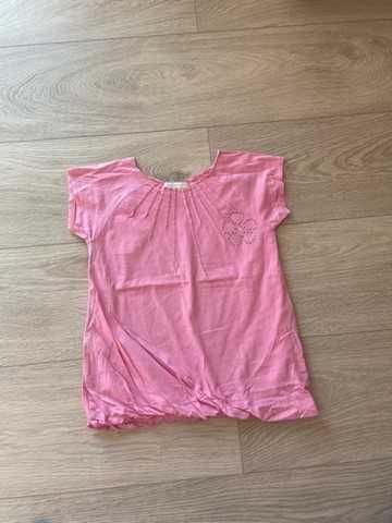Koszulka t-shirt bawełna pastelowy róż, podwójna warstwa 116cm
